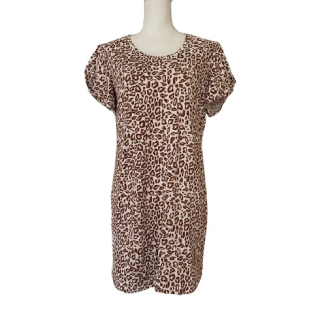 New Nine West Woman’s Animal Print T-shirt Sweater Dress, Sz L